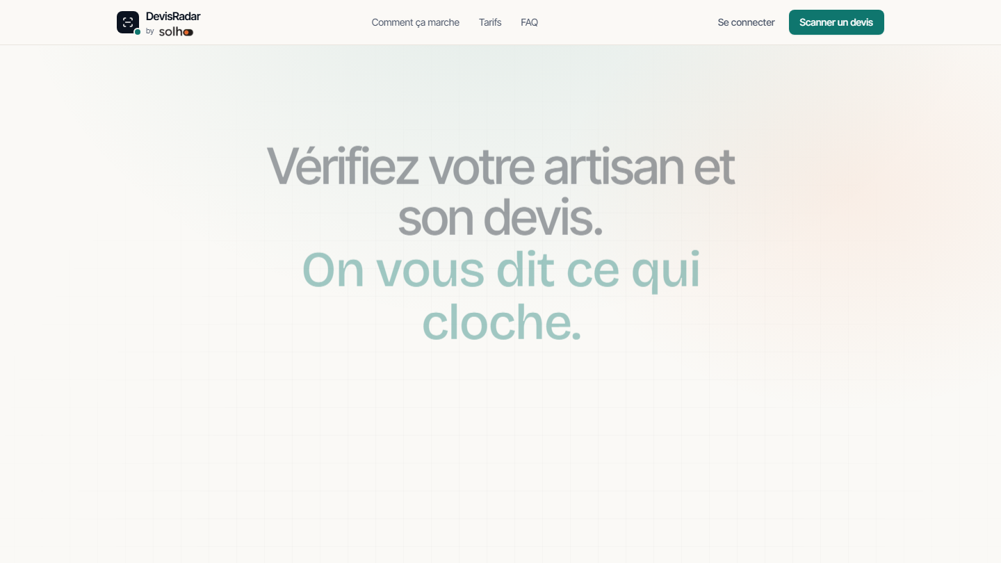 DevisRadar — analyse de devis d'artisans