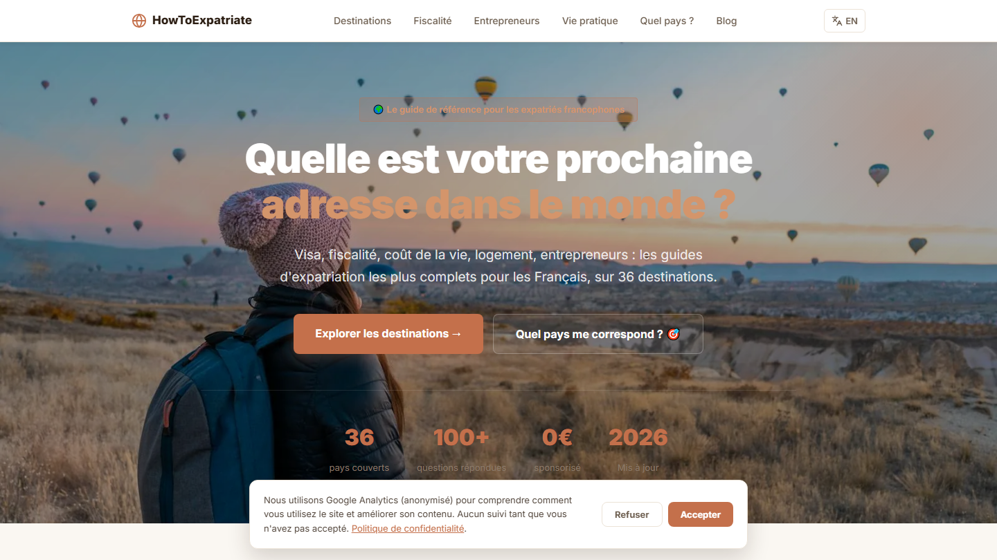 Site HowToExpatriate, piloté en autonomie par l'agent SEO