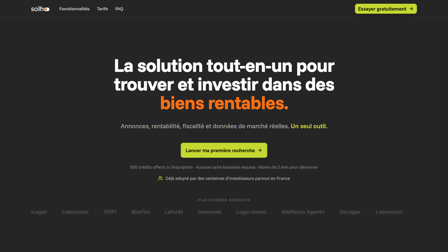 Solho — SaaS pour investisseurs immobiliers